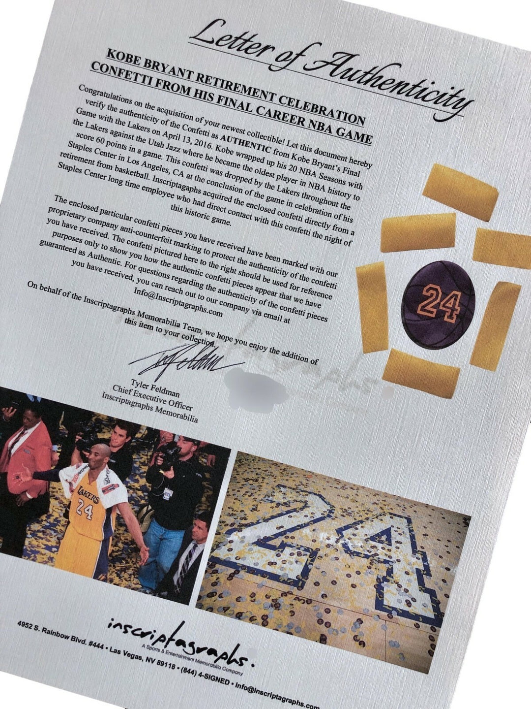 Kobe Bryant Final Game Authentic Confetti Frame 8x10 Collage Ticket Last Retire
