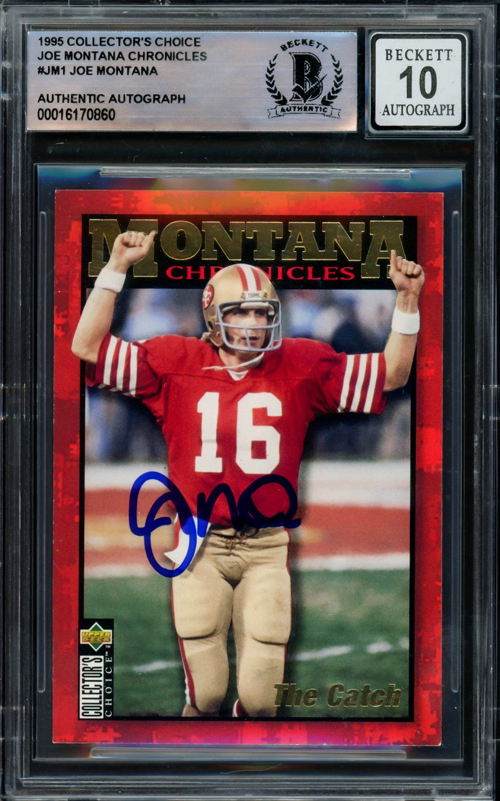 Joe Montana Auto 1995 Upper Deck Collectors Choice Chronicles Card JM1 Sig 10