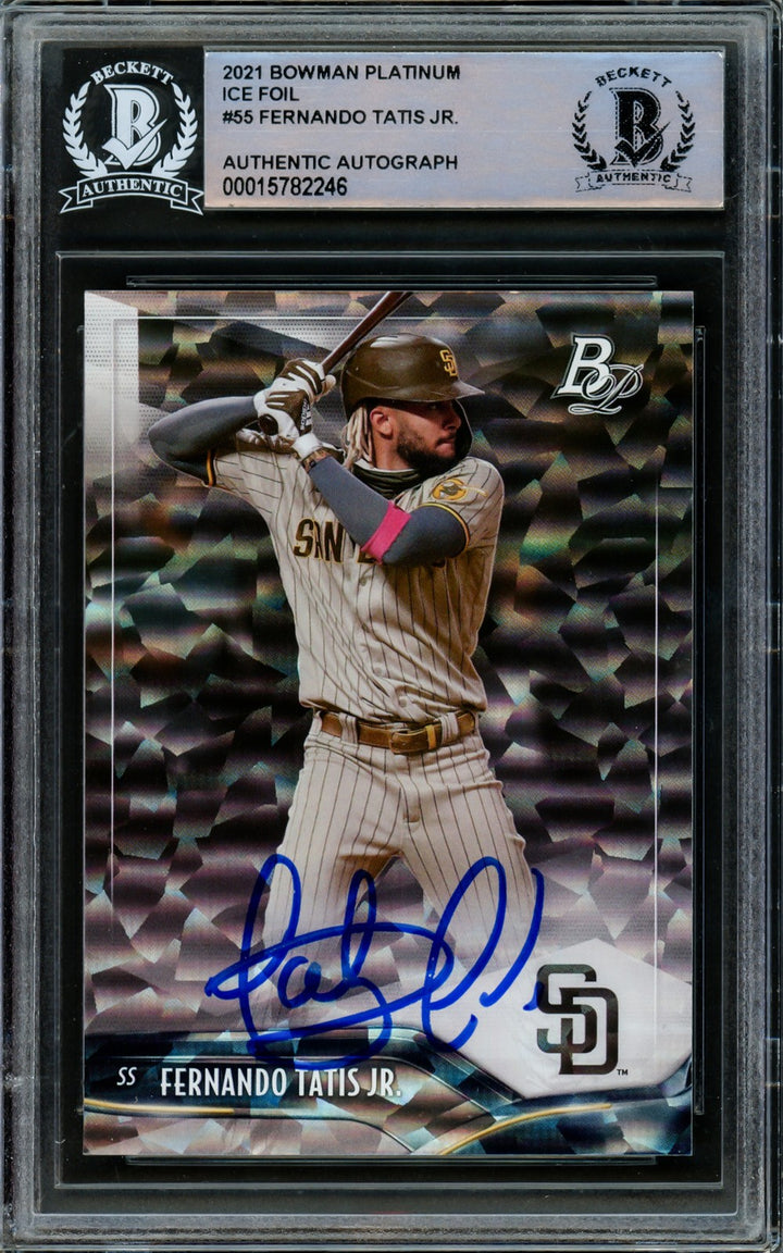 Fernando Tatis Jr. Signed 2021 Bowman Platinum Ice Foil Card #55 San Diego