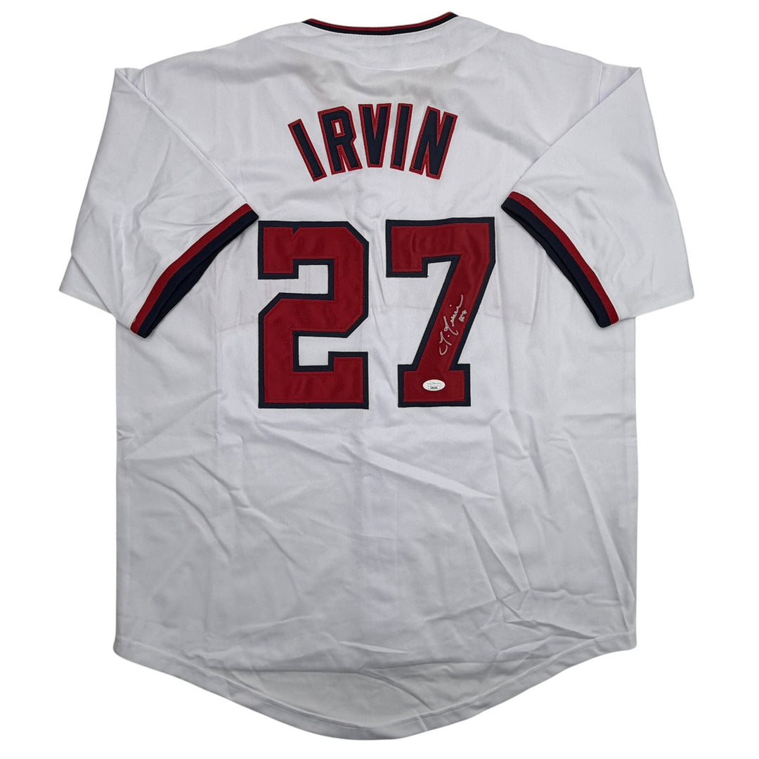 Autographed/Signed Jake Irvin Washington White Baseball Jersey JSA COA
