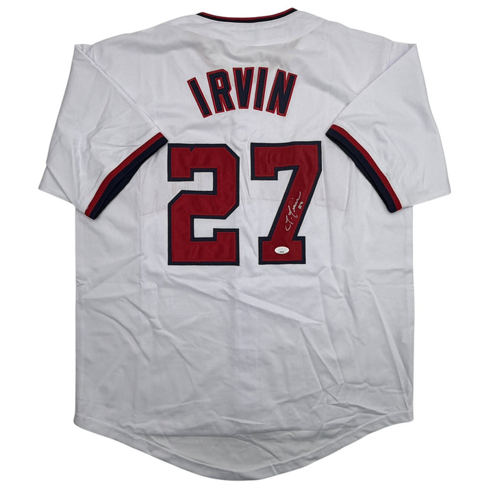 Autographed/Signed Jake Irvin Washington White Baseball Jersey JSA COA