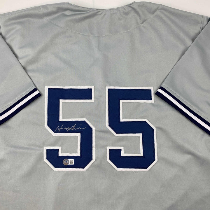 Autographed/Signed Hideki Matsui New York Grey Jersey Beckett BAS COA