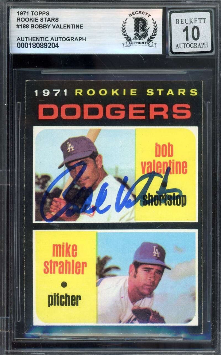 Bobby Valentine Gem Mint 10 Beckett BAS Signed 1971 Topps Rookie Autographed