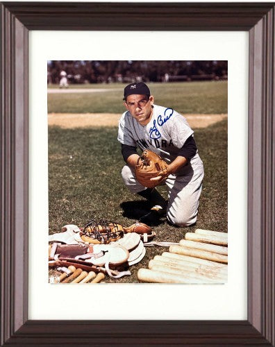 Yogi Berra signed New York Yankees MLB 8x10 Photo imperfect Framed- COA (HOF)
