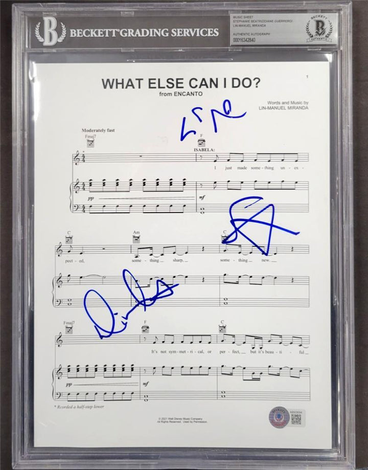Disney Encanto cast signed 8.5x11 Lyric Sheet Miranda Beatriz Guerrero ~ BAS