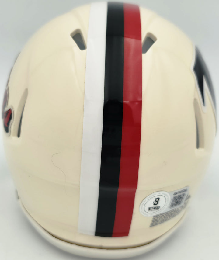 Michael Vick Signed Atlanta Falcons Cream Retro Speed Mini Helmet Beckett Wit