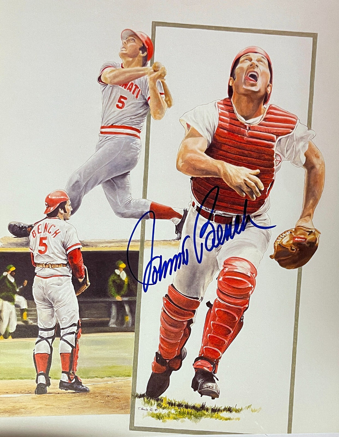 Johnny Bench signed Cincinnati Reds 8x10 Photo - Tuff Stuff COA (HOF/2X MVP)