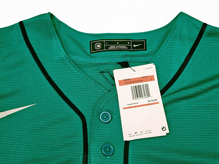Seattle Mariners Julio Rodriguez Signed Teal Nike Jersey Size L JSA