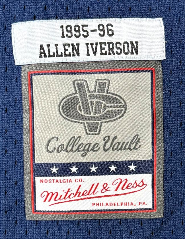 Allen Iverson Signed Georgetown Hoyas 95/96 Navy M&N College Vault Jersey JSA QR