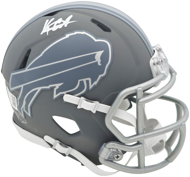 Keon Coleman Auto Signed Buffalo Bills Slate Gray Speed Mini Helmet Beckett Wit