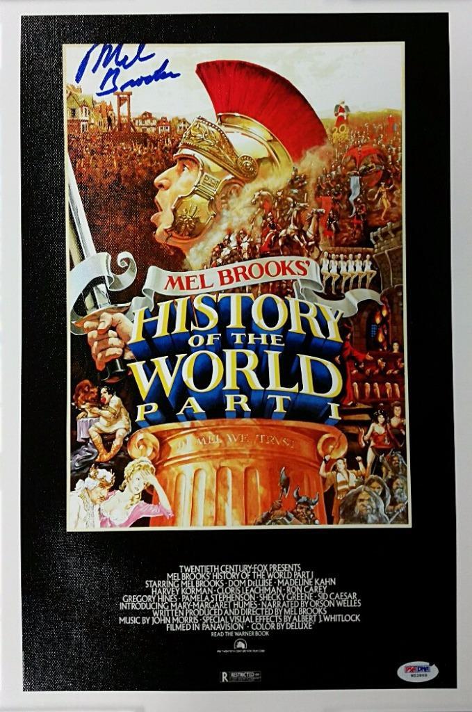 Mel Brooks signed History of the World movie poster 11x17 canvas photo PSA COA