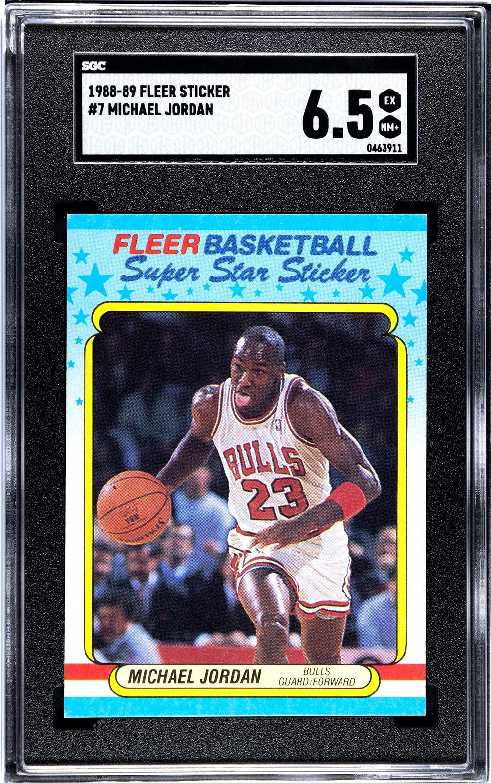 Michael Jordan 1988-89 Fleer Sticker/Card #7- SGC Graded 6.5 EX-MT+ (Bulls/HOF)