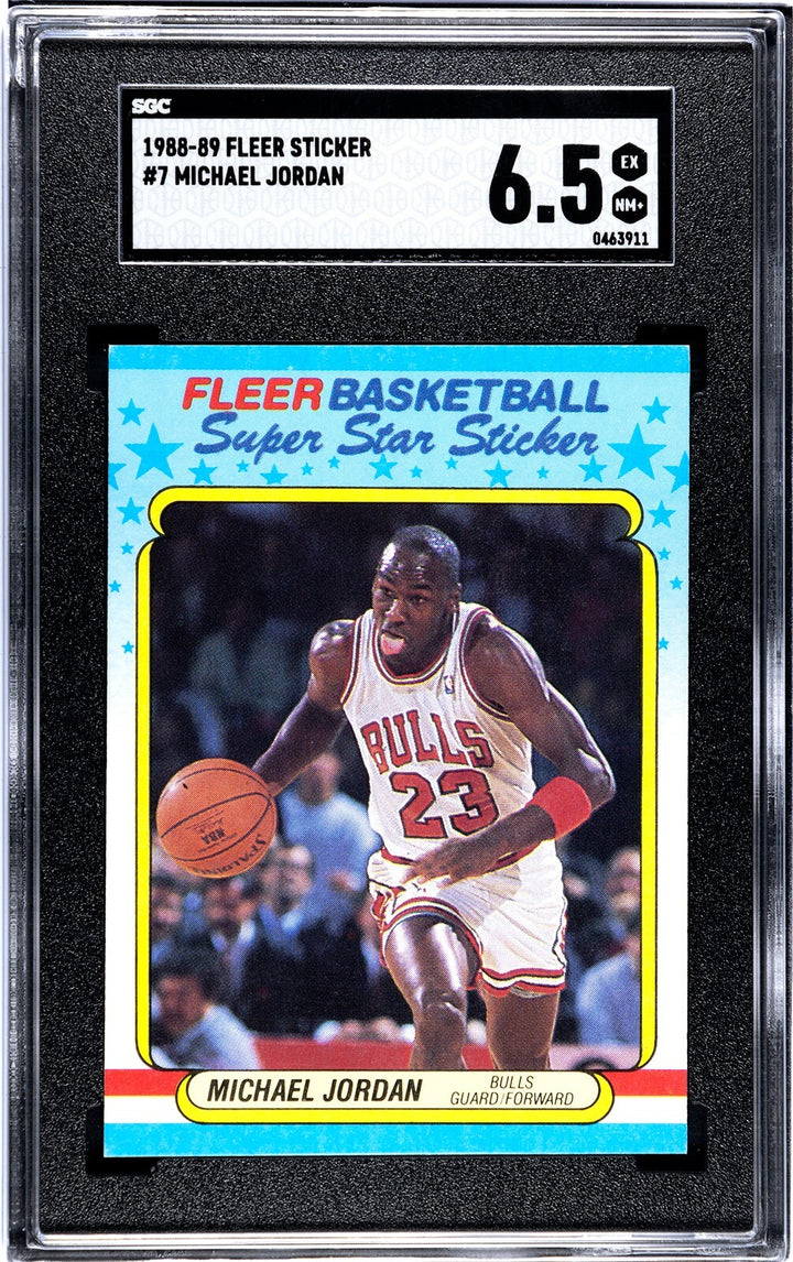 Michael Jordan 1988-89 Fleer Sticker/Card #7- SGC Graded 6.5 EX-MT+ (Bulls/HOF)