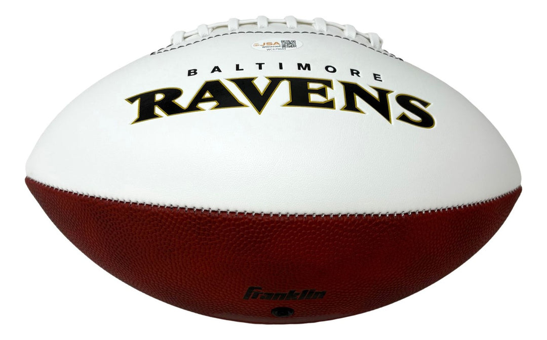 Ray Lewis Signed Baltimore Ravens Logo Football BAS