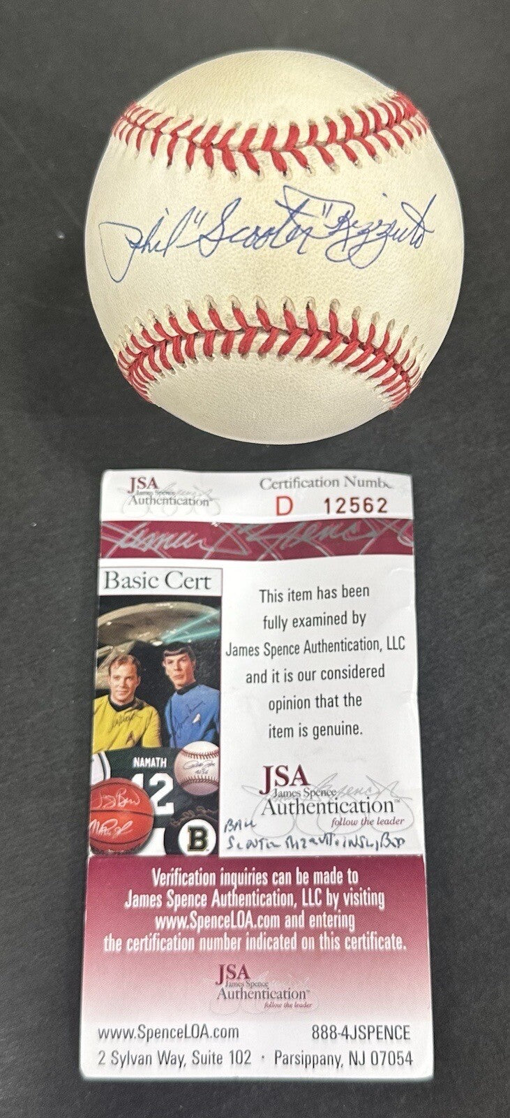 Phil Scooter Rizzuto Signed Official AL Baseball Yankees Nickname Auto Hof JSA