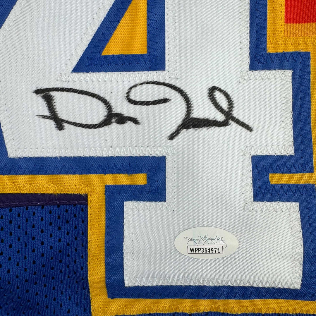 Framed Signed Dan Issel 35x39 Denver Blue Rainbow Jersey JSA COA