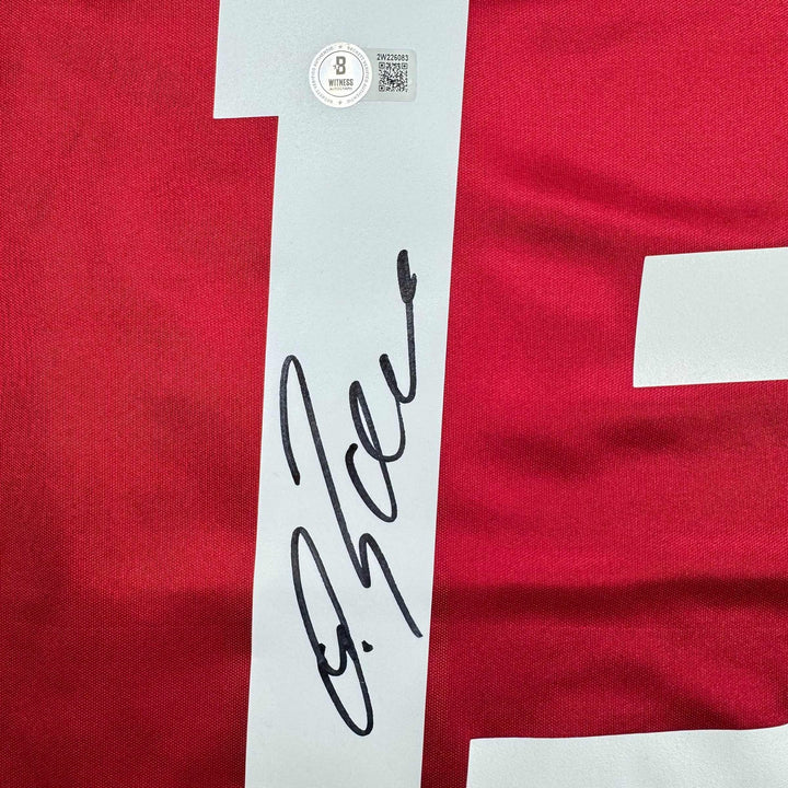 Autographed/Signed Michael Ballack FC Bayern Munich Red Jersey Beckett BAS COA