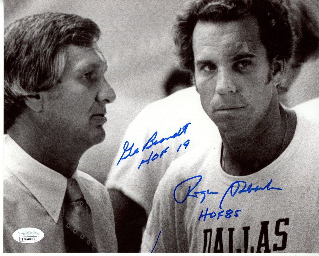 Roger Staubach Gil Brandt Autographed Dallas Cowboys 8x10 Photo HOF JSA 56063