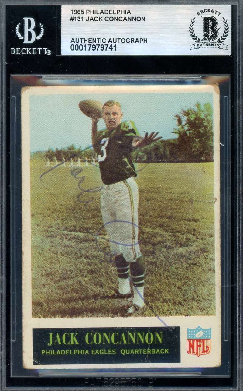 Jack Concannon Beckett BAS Signed Rookie 1965 Philadelphia Gum Autograph