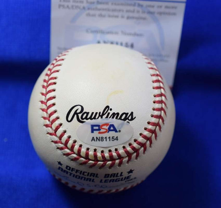 Lou Brock PSA DNA Autographed National League ONL Signed Baseball HOF 1985