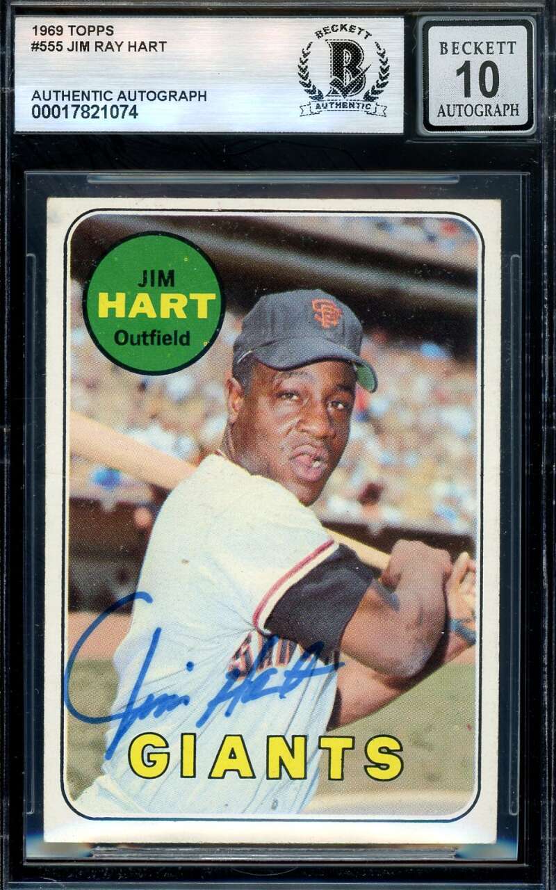 Jim Ray Hart Gem Mint 10 Beckett BAS Signed 1969 Topps Autograph