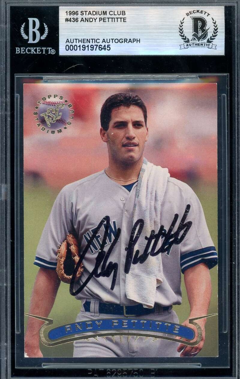 Andy Pettitte Beckett BAS Signed 1996 Stadium Club Autograph