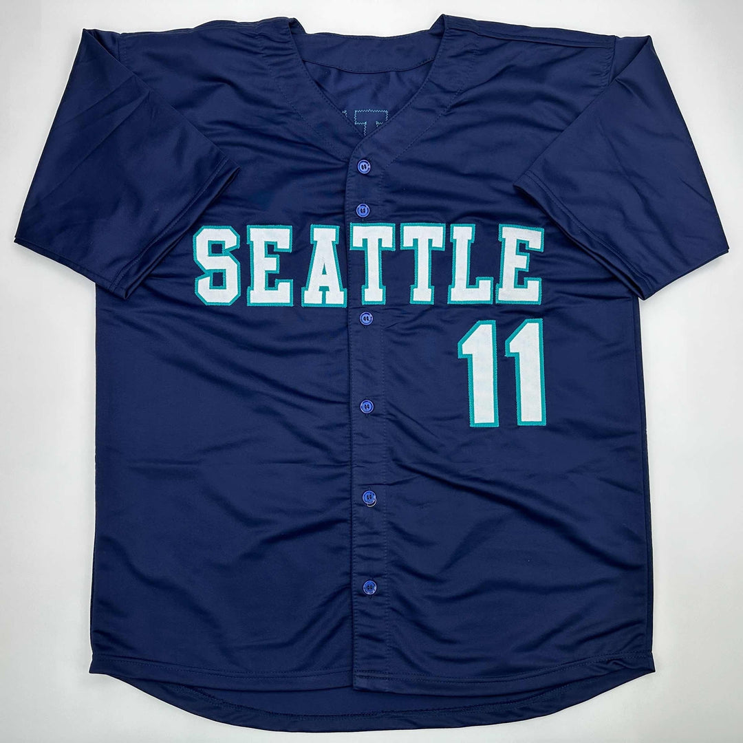 Facsimile Autographed Edgar Martinez Seattle Blue Reprint Jersey Size Men's XL