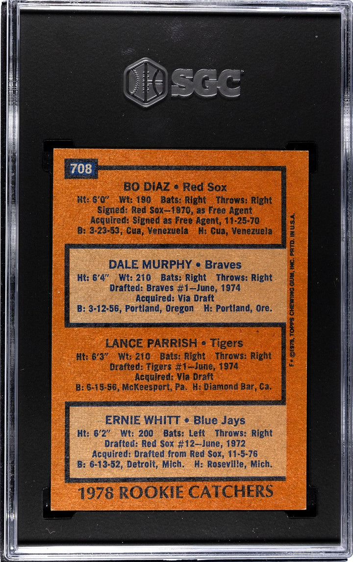 Dale Murphy /Lance Parrish 1978 Topps Rookie Card (RC) #708- SGC Graded 8 NM-MT