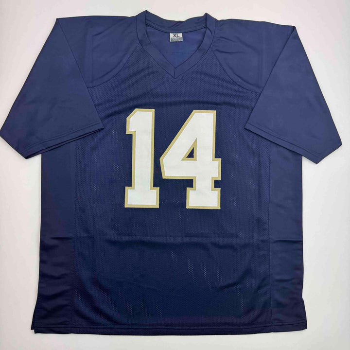 Autographed/Signed Kyle Hamilton Notre Dame Blue College Football Jersey BAS COA