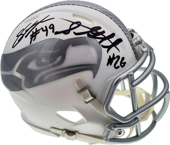 Shaquem & Shaquill Griffin Signed Seahawks White Ice Speed Mini Helmet MCS Holo
