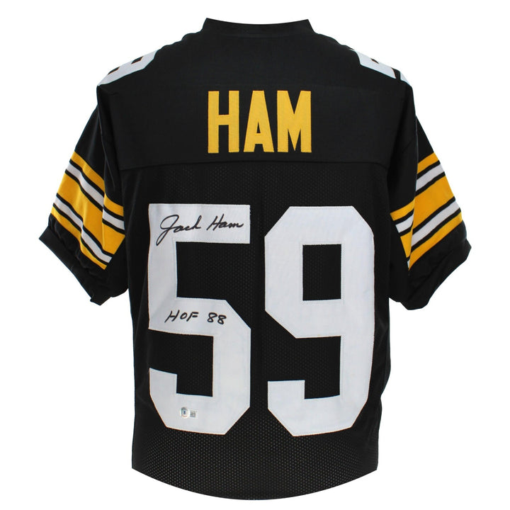 Jack Ham Autographed Pittsburgh Steelers Black Jersey BAS COA Signed Inscribed