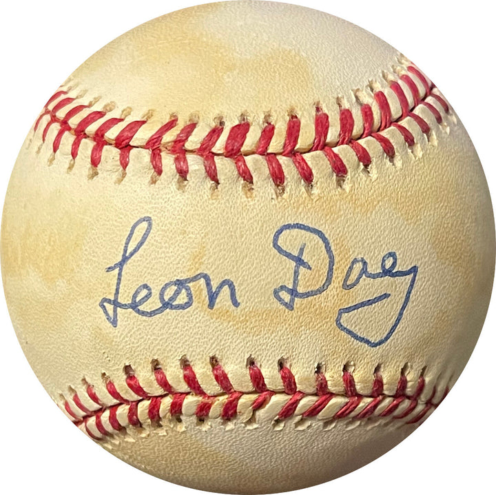 Leon Day signed RONL Rawlings Official National League Baseball toned- JSA Negro