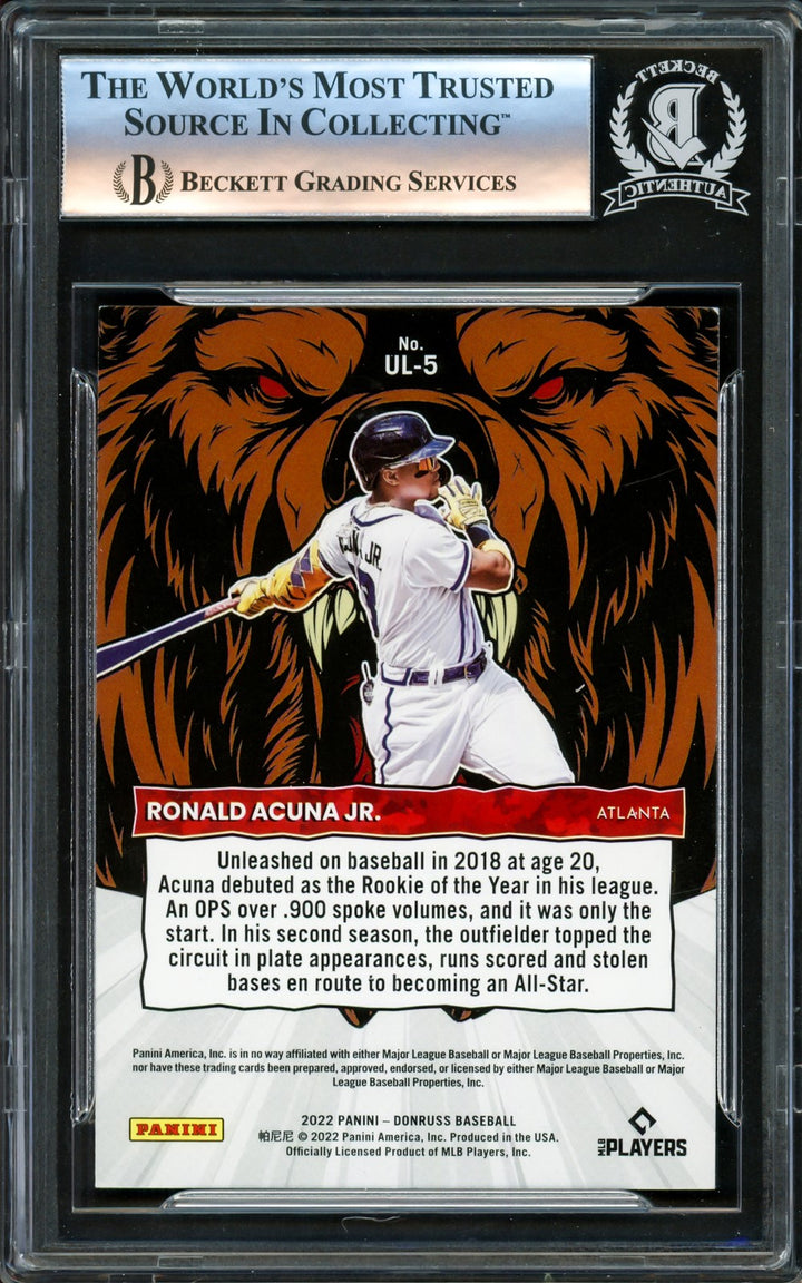 Ronald Acuna Jr. Signed 2022 Donruss Unleashed Card #UL-5 Atlanta Braves Beckett