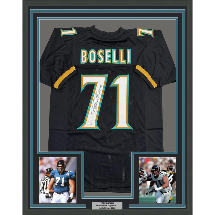 Framed Signed Tony Boselli 35x39 HOF Jacksonville Jersey Beckett COA