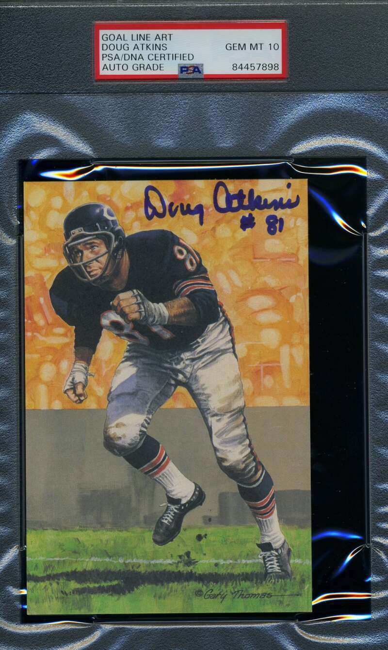 Doug Atkins Gem Mint 10 PSA DNA Slabbed Signed Goal Line Art Card Autograph GLAC