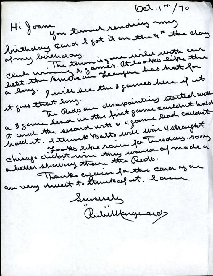 Rube Marquard PSA DNA Signed 1970 Personal Letter His Baseball Predictions Auto