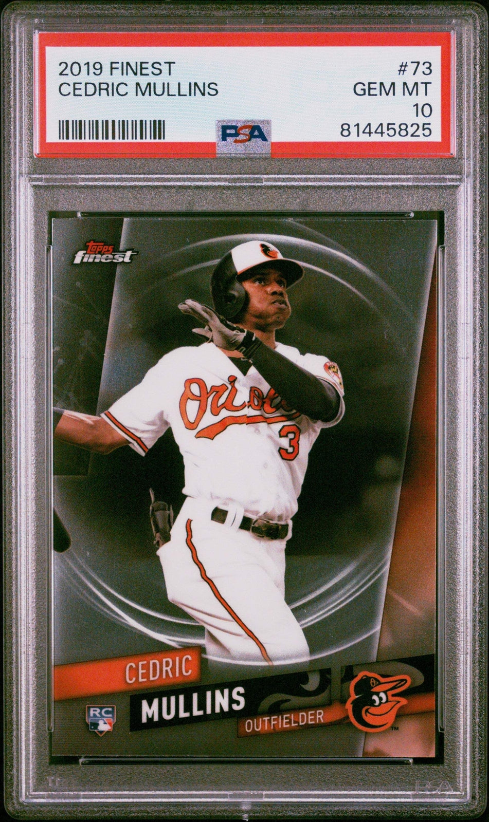 Graded 2019 Topps Finest Cedric Mullins #73 Rookie RC Baseball Card PSA 10 Gem