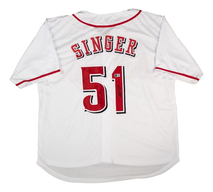 Brady Singer Cincinnati Signed White Baseball Jersey BAS
