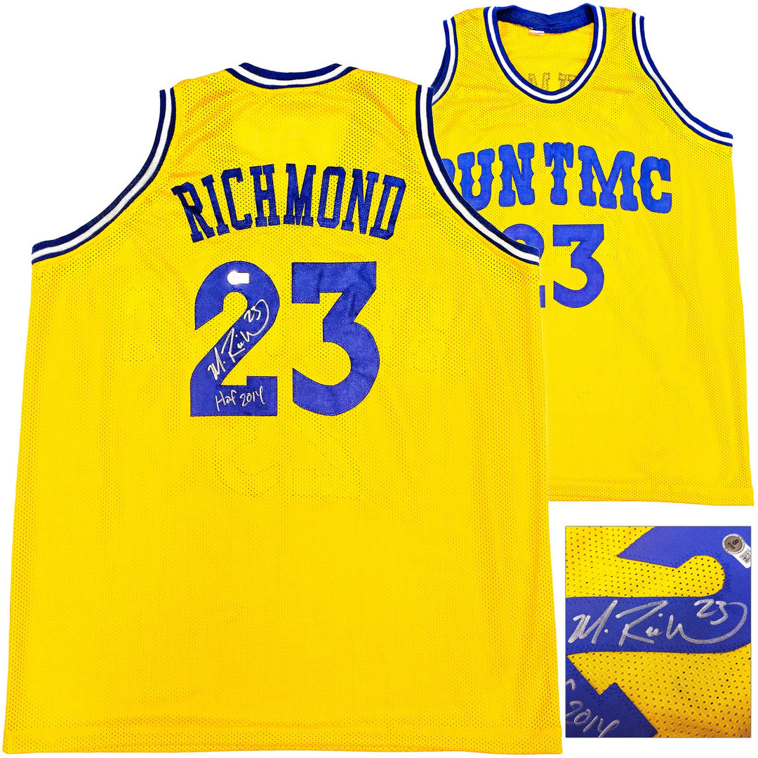 Golden State Warriors Mitch Richmond Signed Yellow Jersey "HOF 2014" Beckett Wit