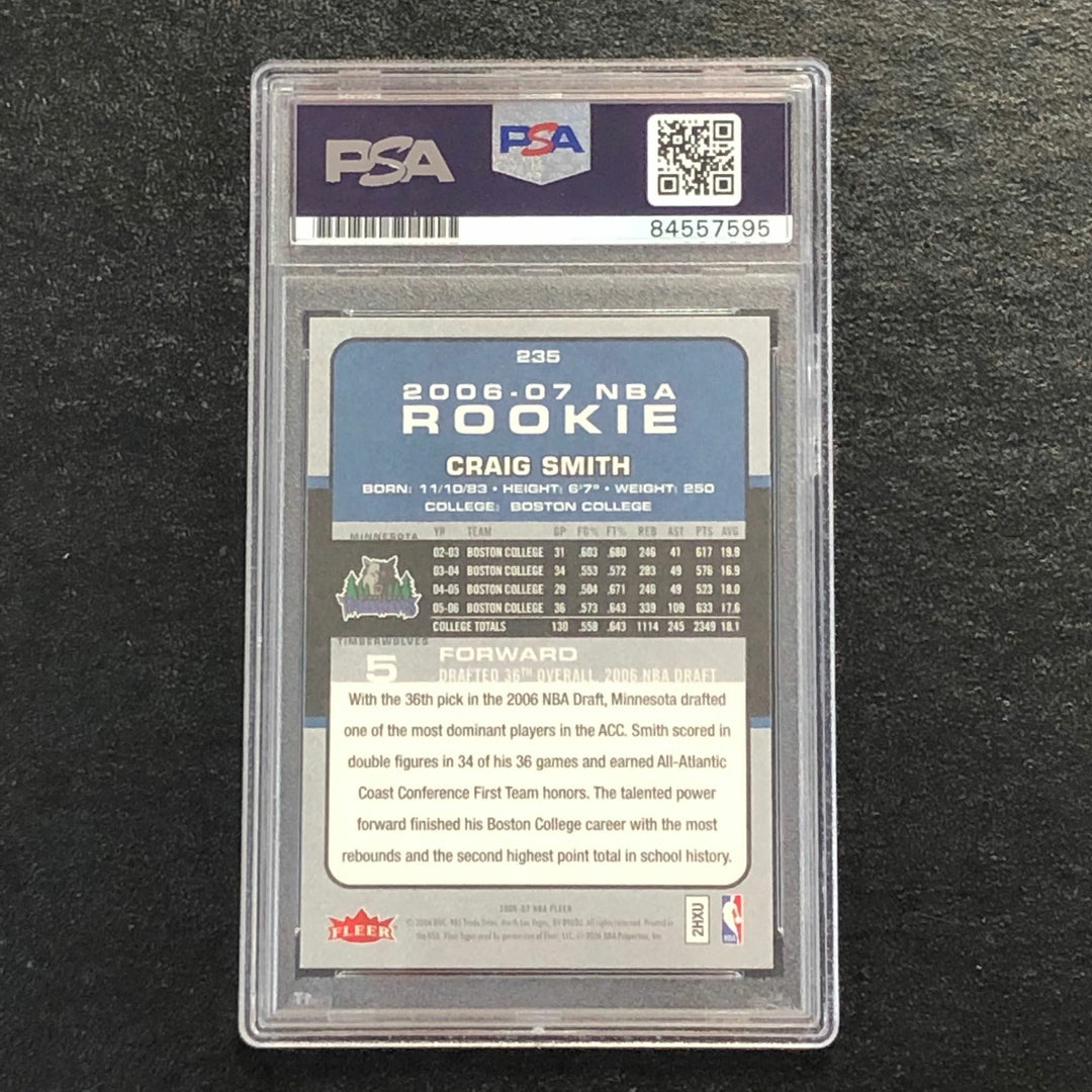 2006-07 Fleer #235 CRAIG SMITH Signed Card AUTO PSA Slabbed RC Timberwolves