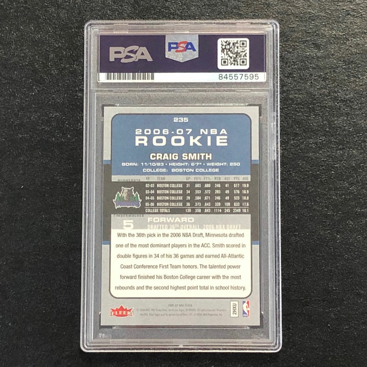 2006-07 Fleer #235 CRAIG SMITH Signed Card AUTO PSA Slabbed RC Timberwolves