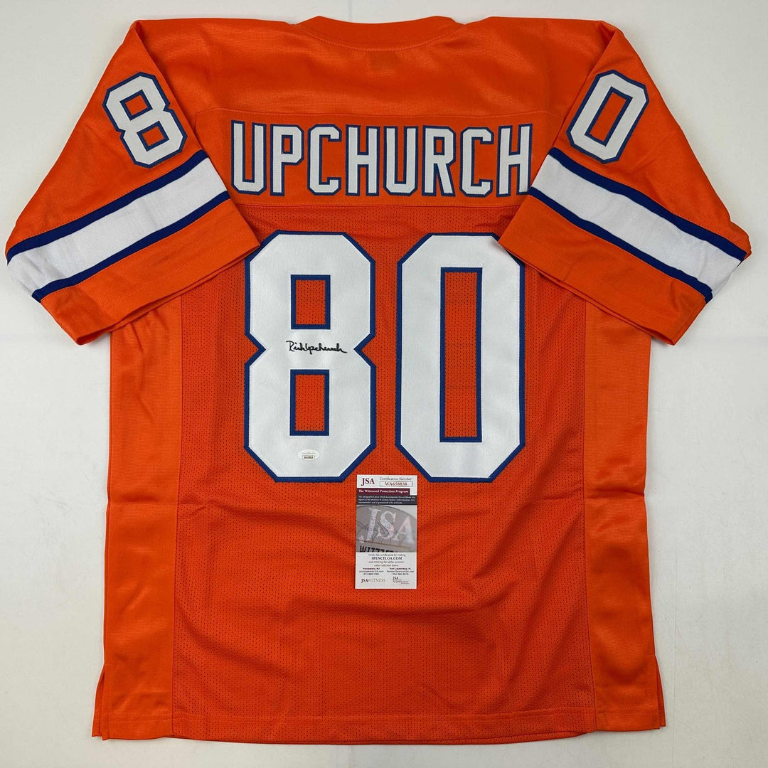 Autographed/Signed Rick Upchurch Denver Orange Football Jersey JSA COA