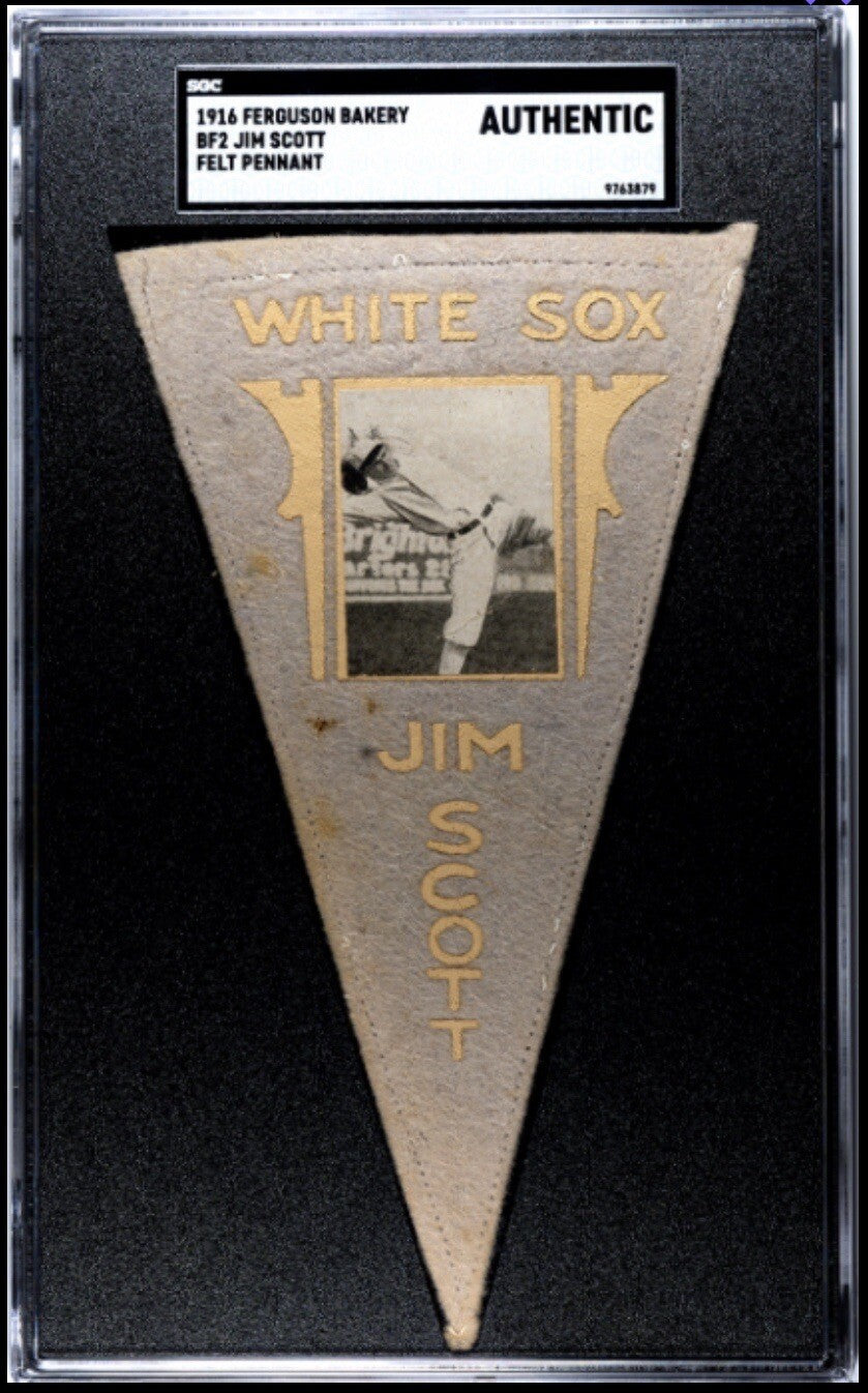1916 Ferguson Bakery BF2 Jim Scott Gray Felt Pennant SGC Authentic White Sox