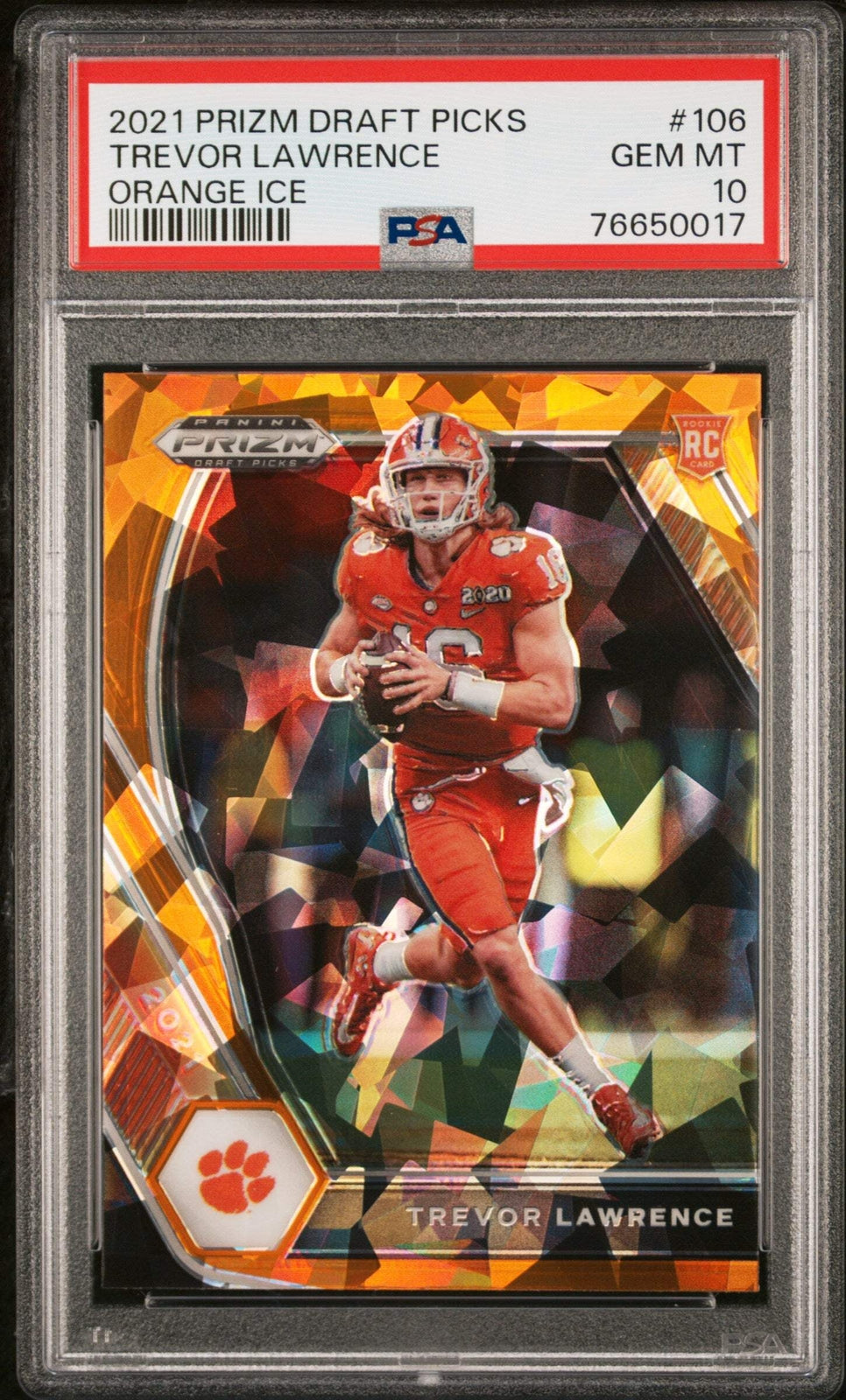 Graded 2021 Panini Prizm DP Trevor Lawrence #106 Orange Ice Football Card PSA 10