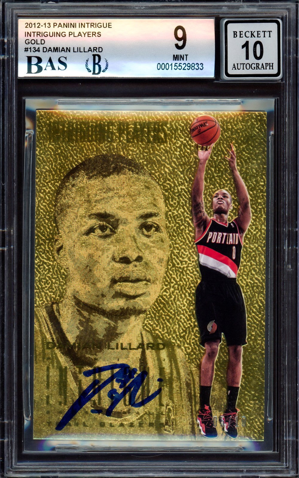 Damian Lillard Auto 2012-13 Panini Intrigue Gold RC 134 BGS 9 Sig 10 /10 Beckett