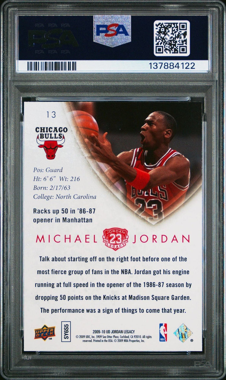 Graded 2009 UD Upper Deck Michael Jordan 13 Legacy Gold 50 PT Opener Card PSA 10