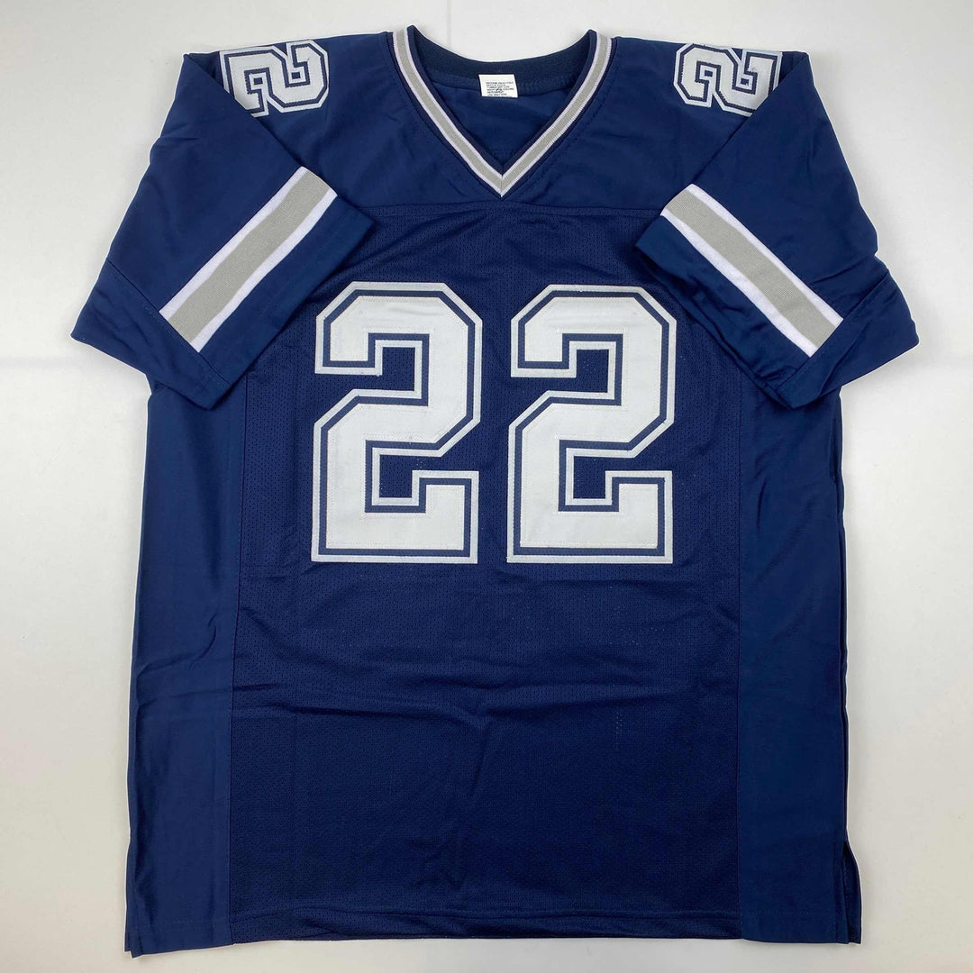 Facsimile Autographed Emmitt Smith Dallas Blue Reprint Jersey Size Men's XL