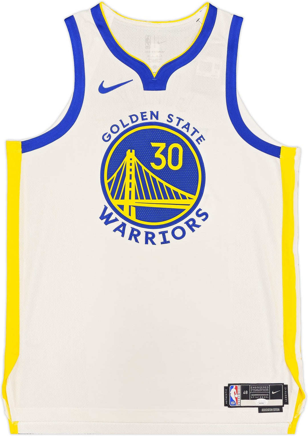 Warriors Stephen Curry Auto White Nike Association Edition Jersey Size 48+2 JSA