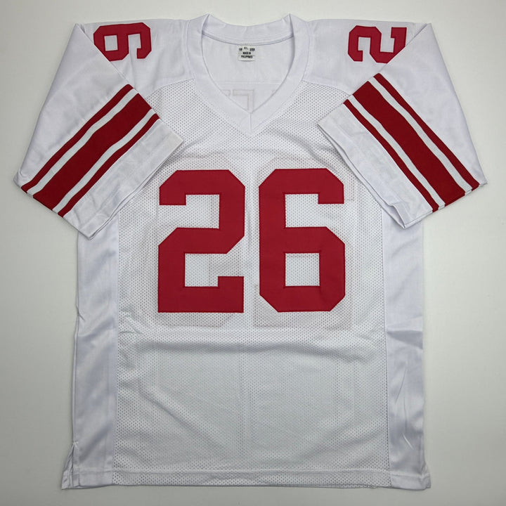 Autographed/Signed Devin Singletary New York White Football Jersey Beckett COA