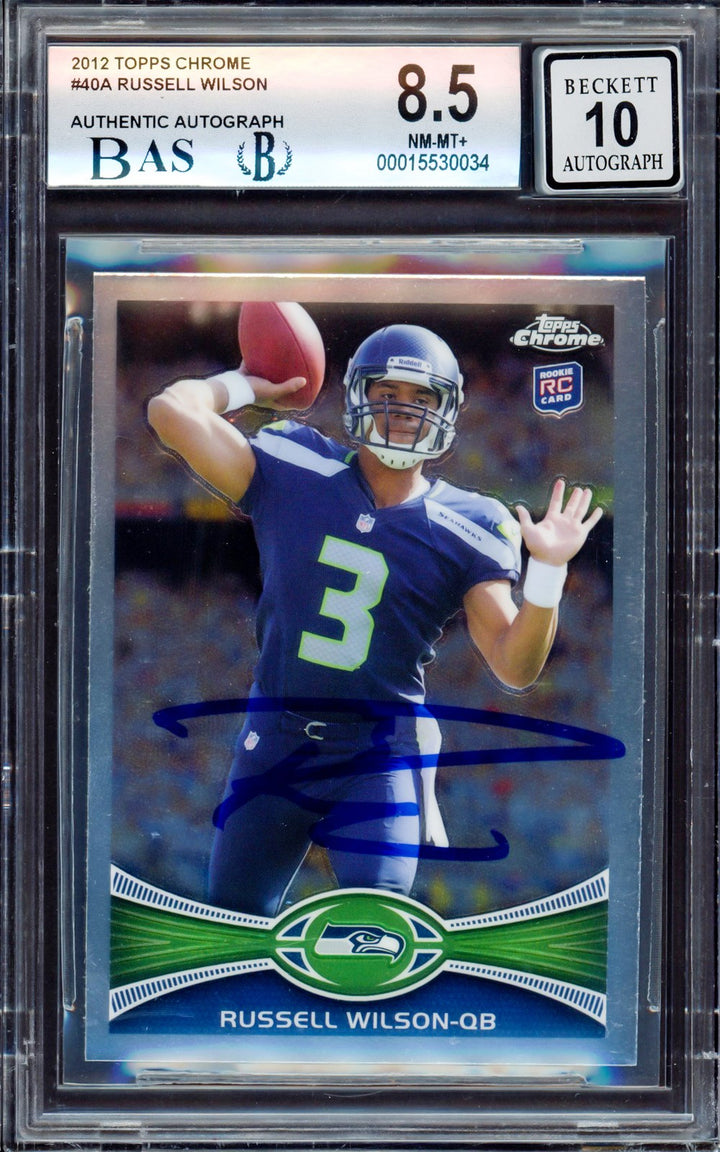 Russell Wilson Auto 2012 Topps Chrome RC 40A Seahawks BGS 8.5 Auto GM 10 Beckett
